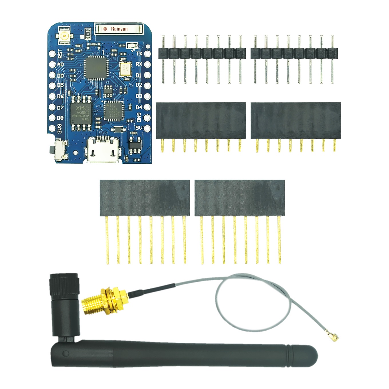 Wemos D1 - Wemos-外部アンテナコネクタ、Wi-Fi開発ボード、マイクロmcuベース、d1ミニプロ、4m、16mバイト、esp8266、ESP-8266EX、cp2104