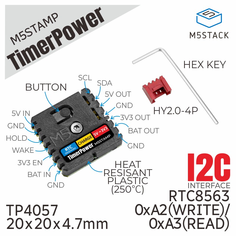 M5Stack Core2 - M5Stack 公式低消費電力電源制御モジュールスタンプタイマー電子機器用 RTC ウェイクアップ電源