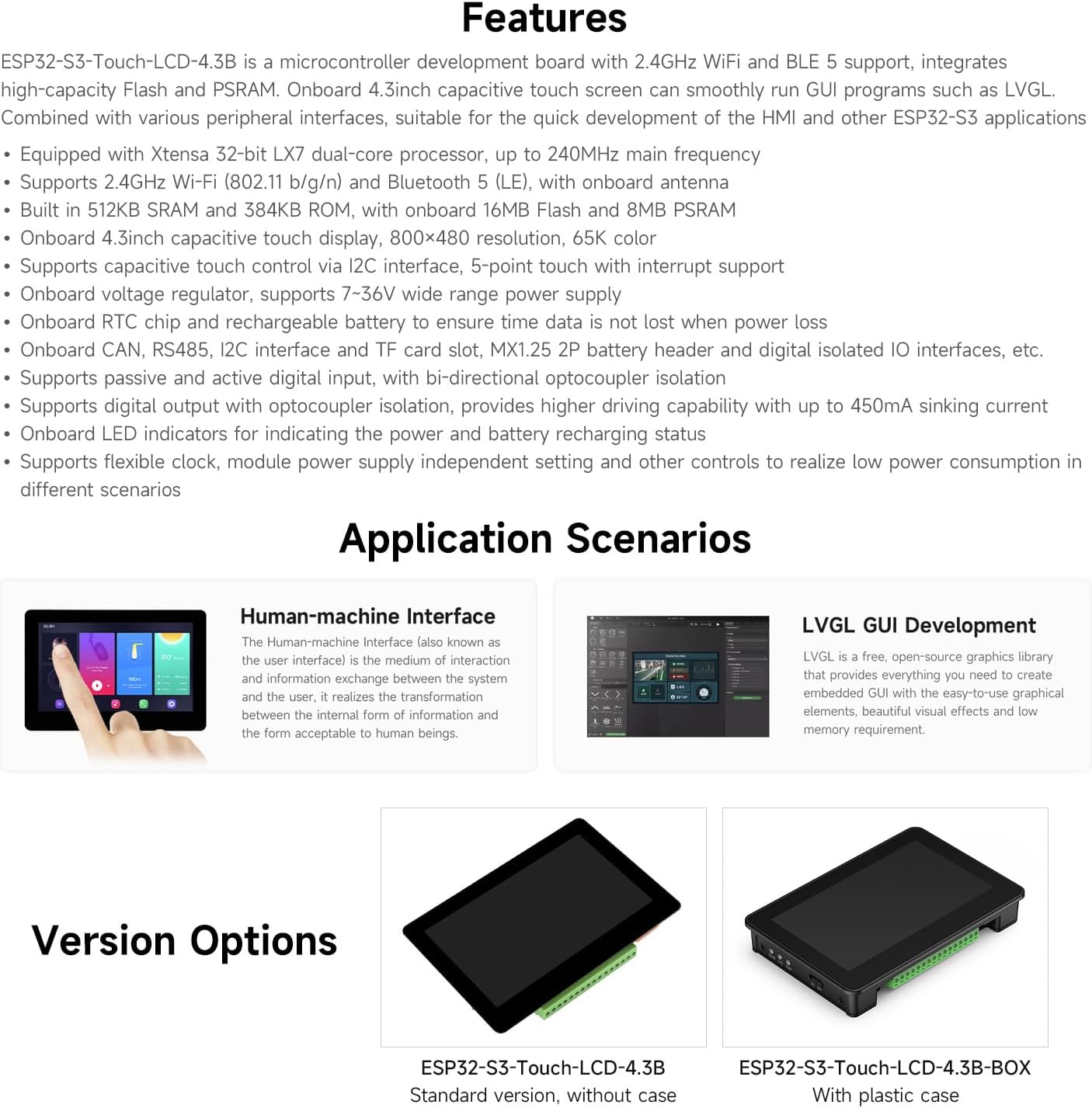 Waveshare ESP32-S3 4.3 インチ IPS - Lolin S3 のレビューと価格