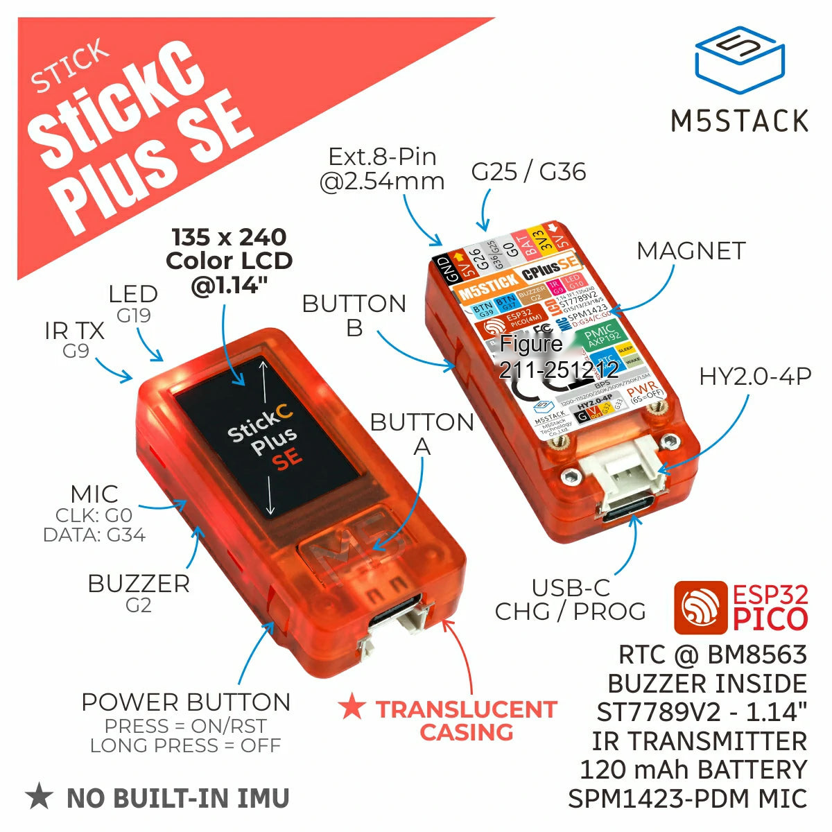 M5Stack M5StickC PLUS SE ESP32 - M5Stickc のレビューと価格