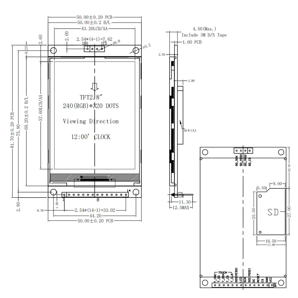 2.8 インチ TFT LCD ディスプレイモジュール ES - Devkitc のレビューと価格