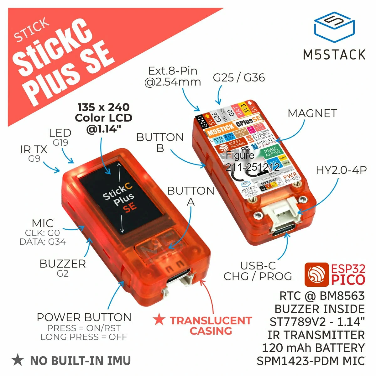 M5Stack M5StickC PLUS SE ESP32 - M5Stickc のレビューと価格